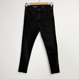 AG Adriano Goldschmied Jeans Womens 27R Black Farrah Skinny Ankle High Rise Raw